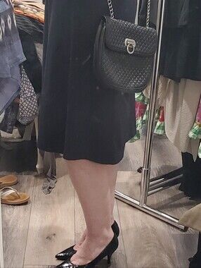 Bally/Ferregamo Style Black Quilted Crossbody Bag Pleather